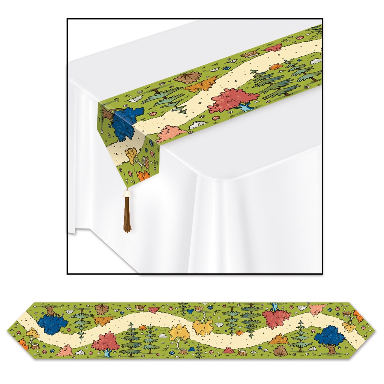 Party Central Club Pack of 12 Green Woodland Friends Table Runners 6'